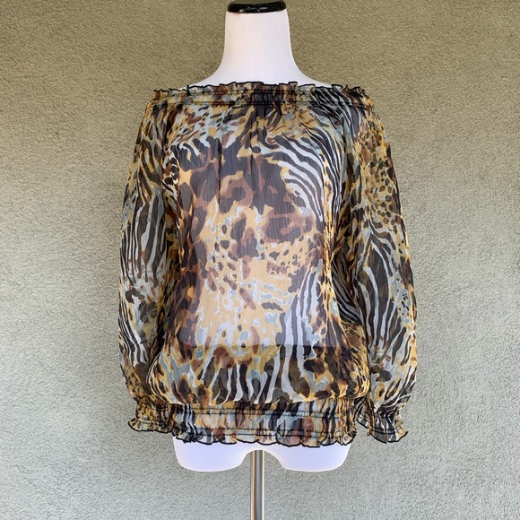 🔥5/$20🔥 Animal Print Chiffon Blouse - Picture 4 of 8